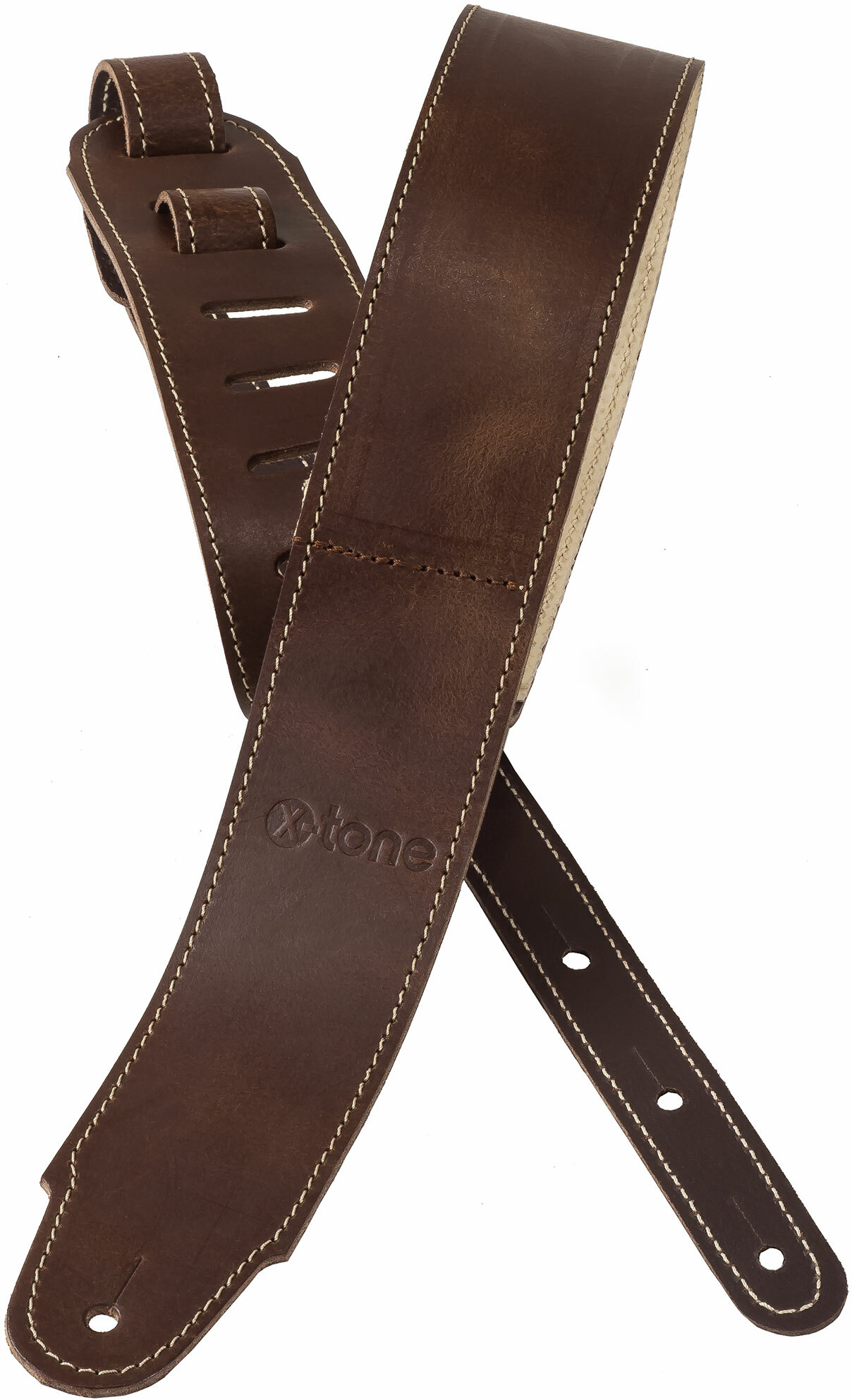 X-tone Xg 3155 Classic Plus Leather Guitar Strap Cuir RembourrÉe Brown - Gitarrengurt - Main picture