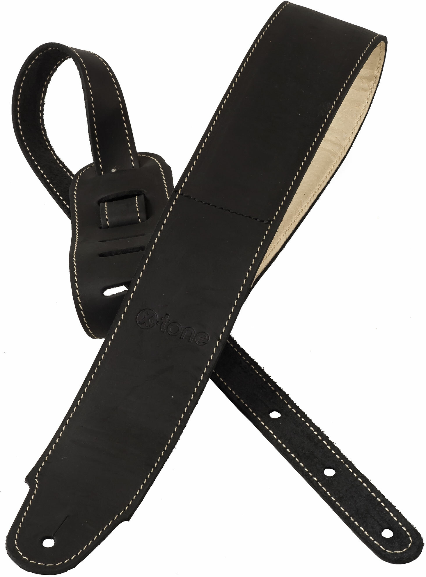 X-tone Xg 3157 Classic Plus Leather Guitar Strap Cuir RembourrÉe Black - Gitarrengurt - Main picture