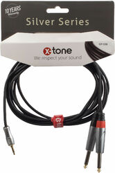 Kabel X-tone X2005-1.5M - Jack(M) 3,5 Stereo / 2 Jack(M) 6,35 mono SILVER SERIES