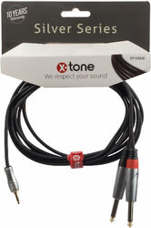 Kabel X-tone X2005-3M - Jack M 3,5 Stereo / 2 Jack M 6,35 mono SILVER SERIES