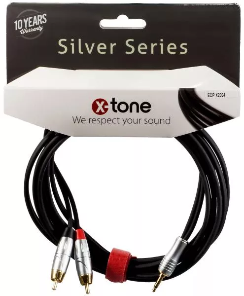 Kabel X-tone X2004-1.5M - Jack(M) 3,5 Stereo / 2 RCA(M) SILVER SERIES