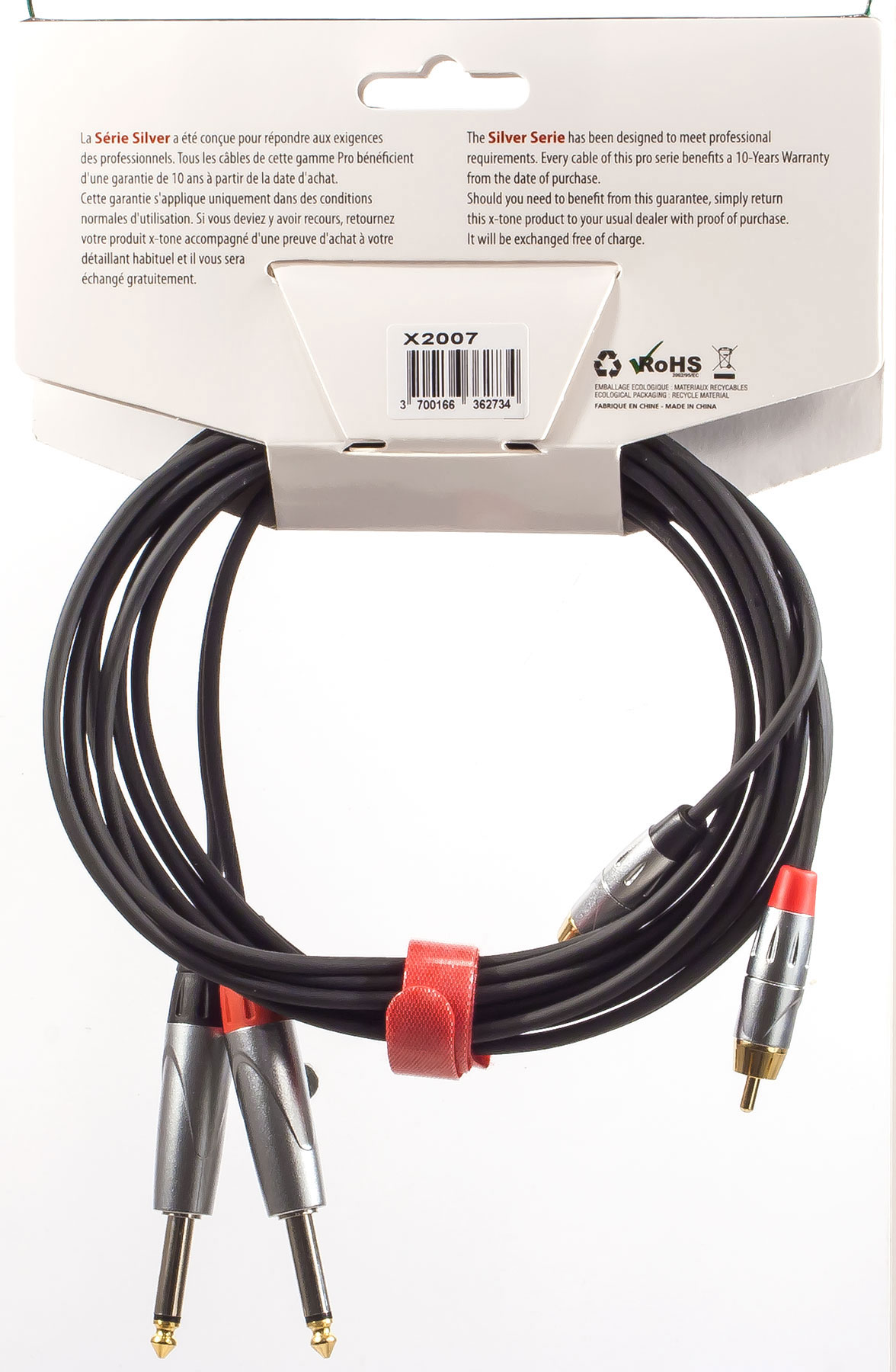 X-tone X2007-1.5m - 2 Jack(m) 6,35 Mono / 2 Rca(m) - Kabel - Variation 1