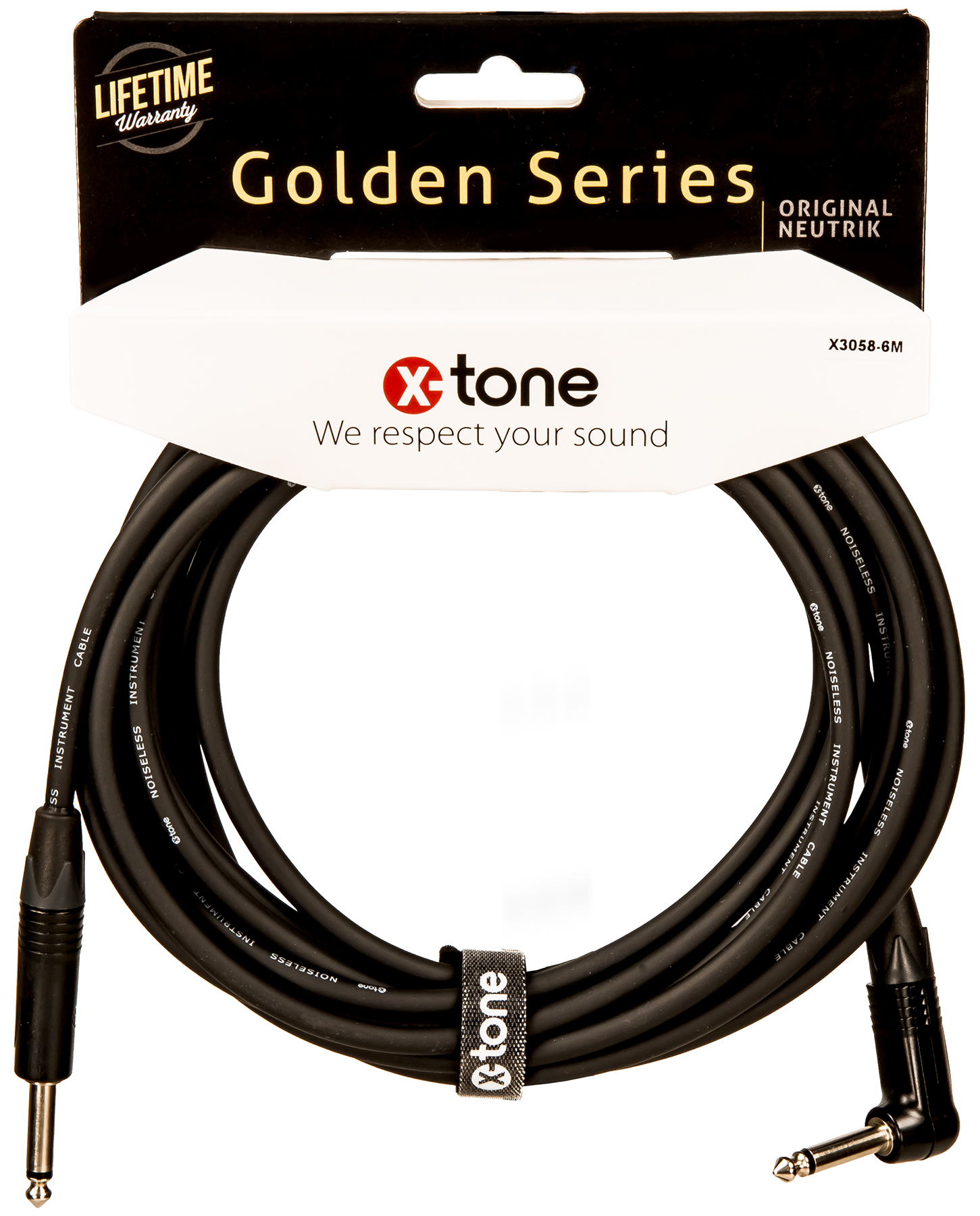 X-tone X3058-6m Instrument Cable Golden Series Neutrik Droit/coude 6m - Kabel - Variation 1