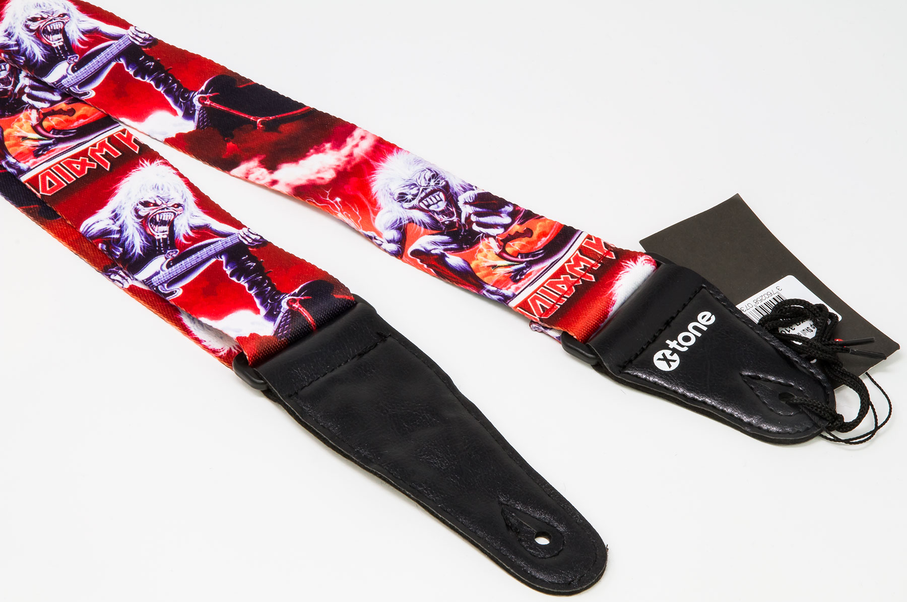 X-tone Xg 3106 Nylon Guitar Strap Skull With Hair Black & Red - Gitarrengurt - Variation 1