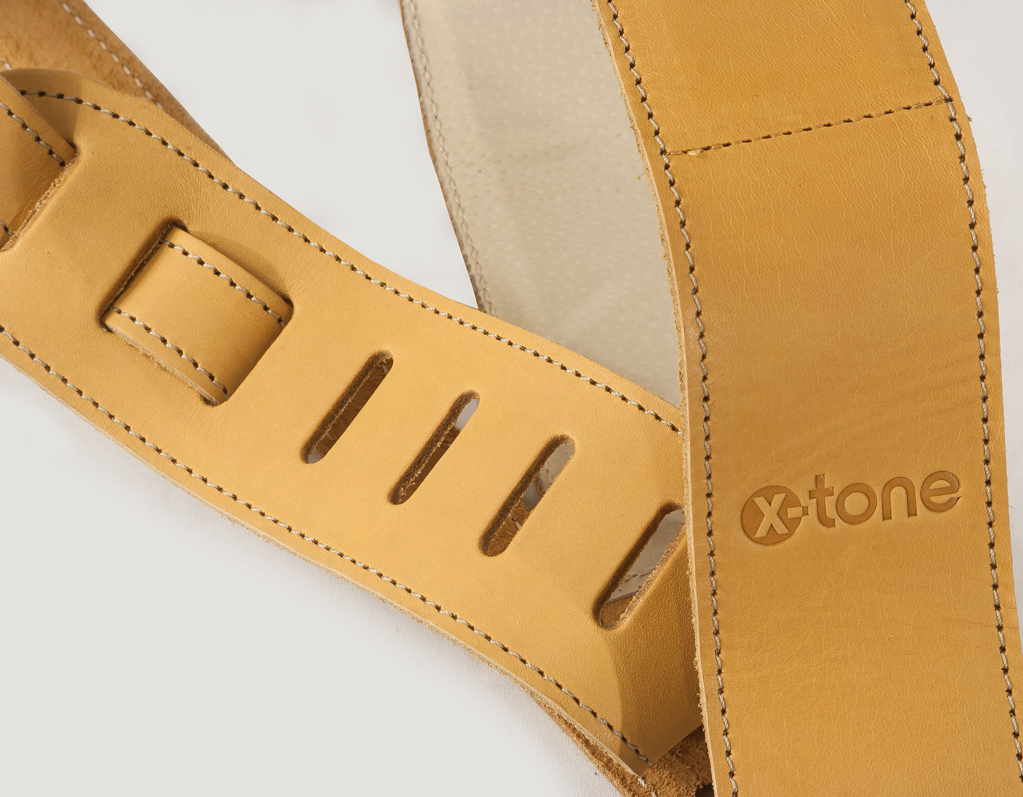 X-tone Xg 3154 Classic Plus Leather Guitar Strap Cuir RembourrÉe Brownstone Beige - Gitarrengurt - Variation 1