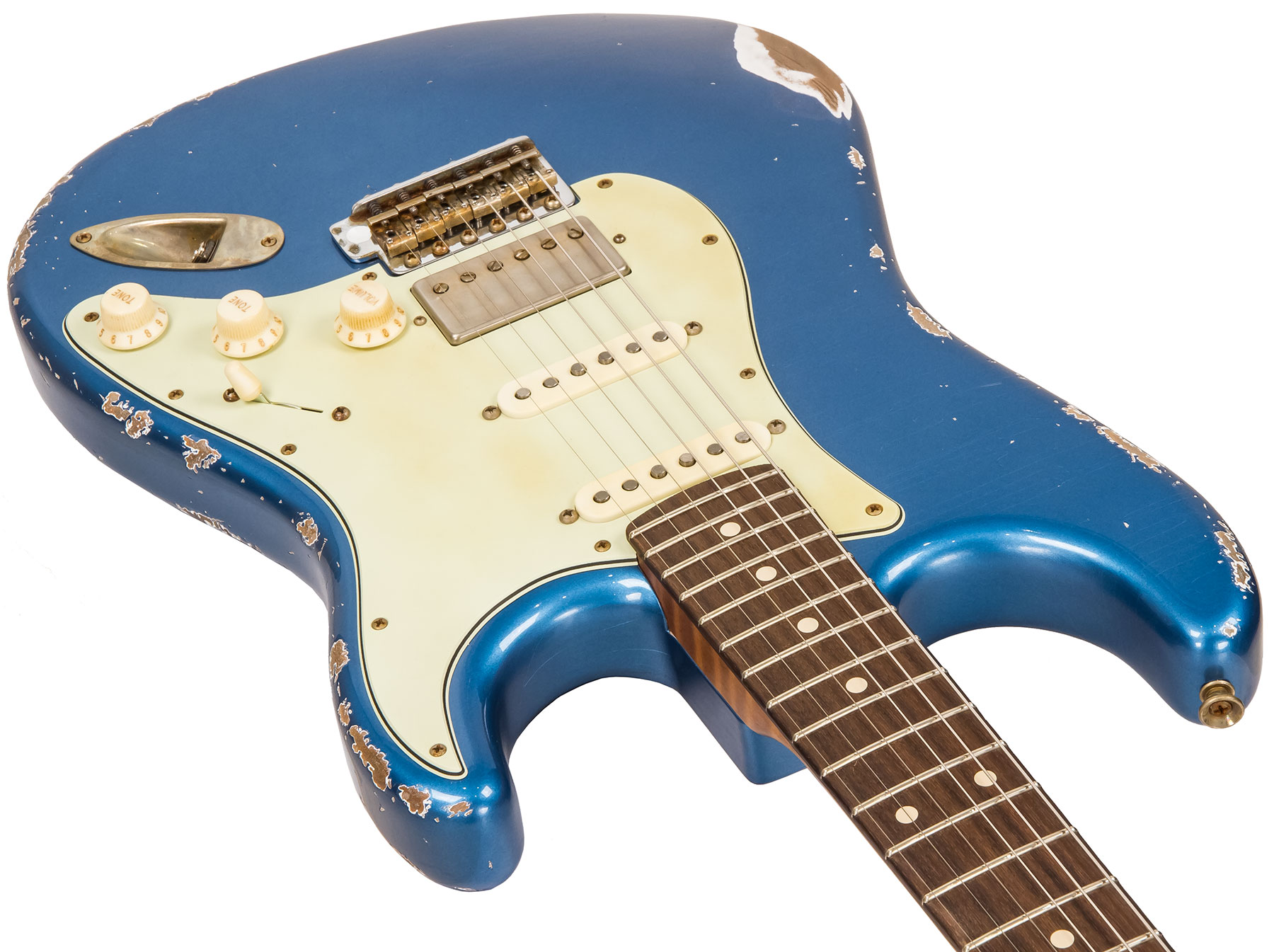 Xotic Xsc-2 Alder California Class Hss Rw #1628 - Heavy Aging Lake Placid Blue - E-Gitarre in Str-Form - Variation 2