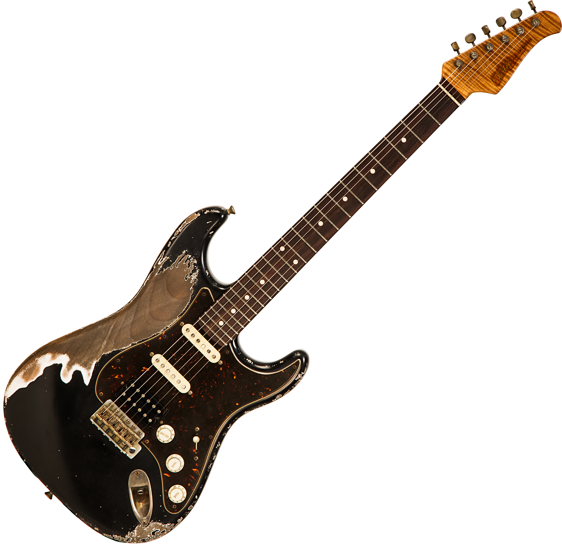 Xotic Xsc-2 Alder California Class Hss Trem Mn #2100 - Super Heavy Aging Black - E-Gitarre in Str-Form - Main picture