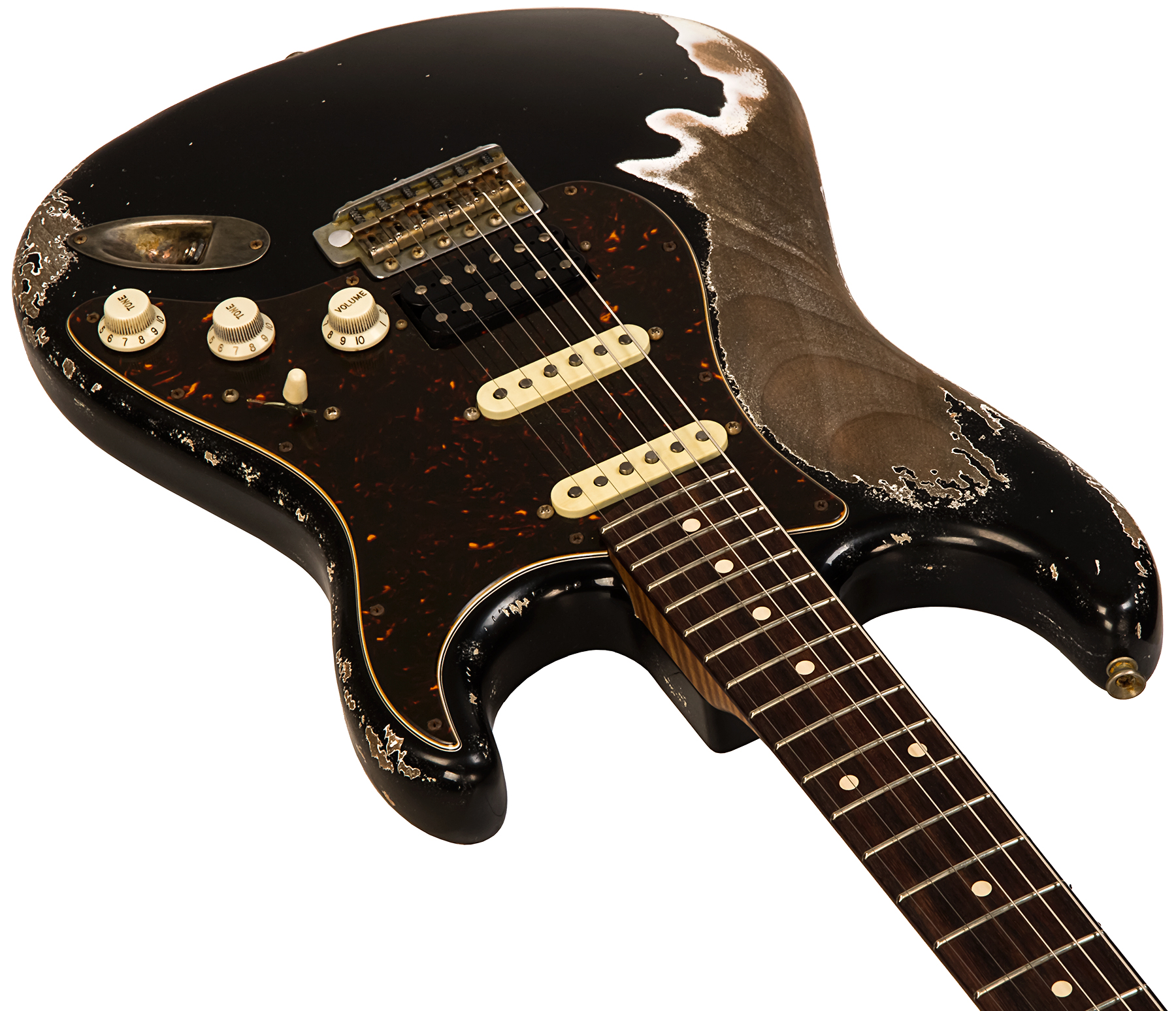 Xotic Xsc-2 Alder California Class Hss Trem Mn #2100 - Super Heavy Aging Black - E-Gitarre in Str-Form - Variation 1