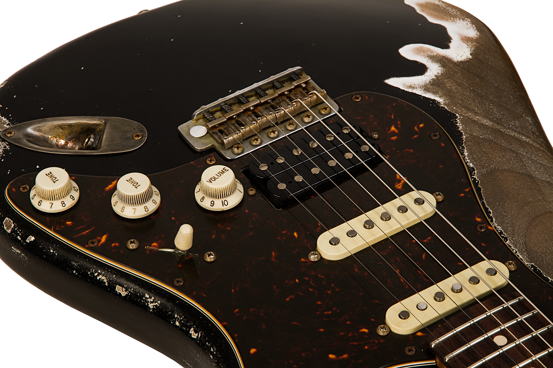 Xotic Xsc-2 Alder California Class Hss Trem Mn #2100 - Super Heavy Aging Black - E-Gitarre in Str-Form - Variation 3