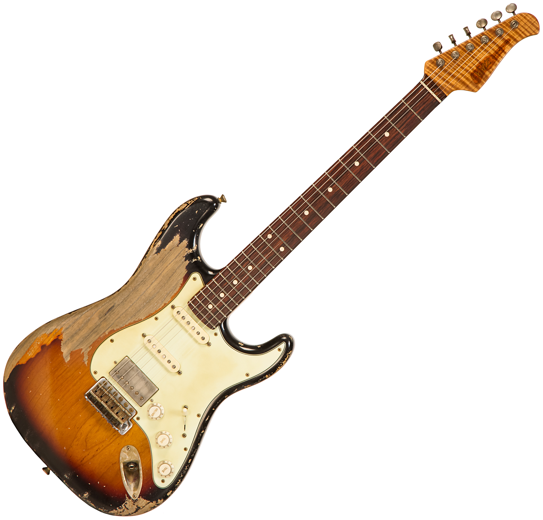 Xotic Xsc-2 Ash Calif. Class Hss Rw #2090 - Super Heavy Aging 3 Tone Burst - E-Gitarre in Str-Form - Main picture