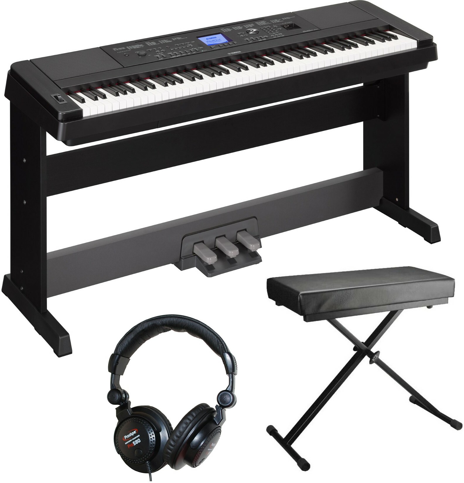 Yamaha Dgx660-b + PÉdalier Lp7a + Banquette + Casque - Black - Digitalpiano mit Stand - Main picture