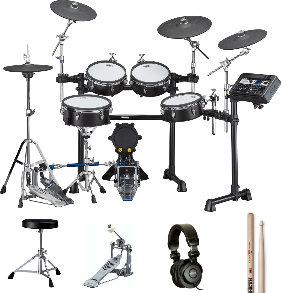 Yamaha Dtx8k-m Black Forest Bundle Complet - X-hp1 + Ds550u + Fp2710a + Vic5a - Drum Promo Set - Main picture