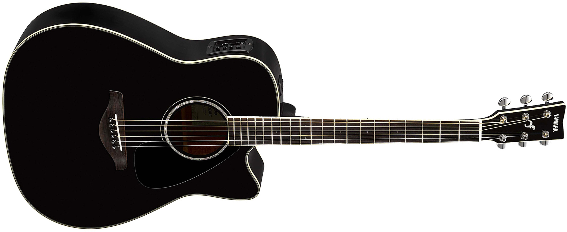 Yamaha Fgx830c Bl Dreadnought Cw Epicea Palissandre 2016 - Black - Elektroakustische Gitarre - Main picture