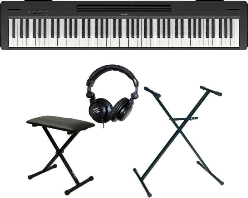 Yamaha P-145 Black  + Stand Clavier + Casque + Banquette Pliable - Digital Klavier - Main picture