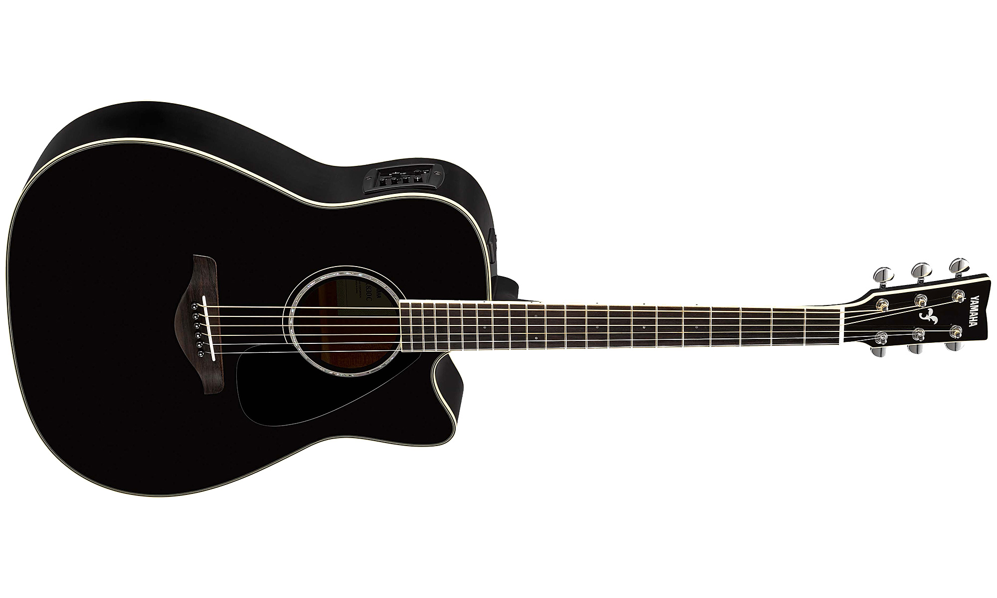 Yamaha Fgx830c Bl Dreadnought Cw Epicea Palissandre 2016 - Black - Elektroakustische Gitarre - Variation 1