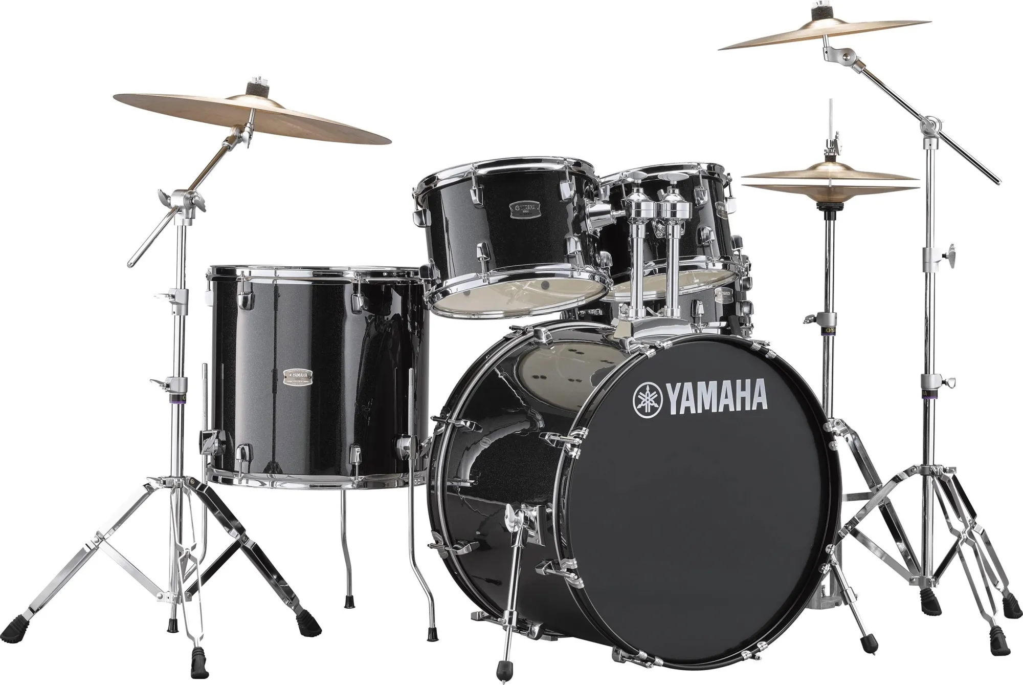 Yamaha Rydeen Fusion 20'' + Set Cymbale Paiste 101 - 5 FÛts - Black Glitter - Akustik Schlagzeug Fusion - Variation 2