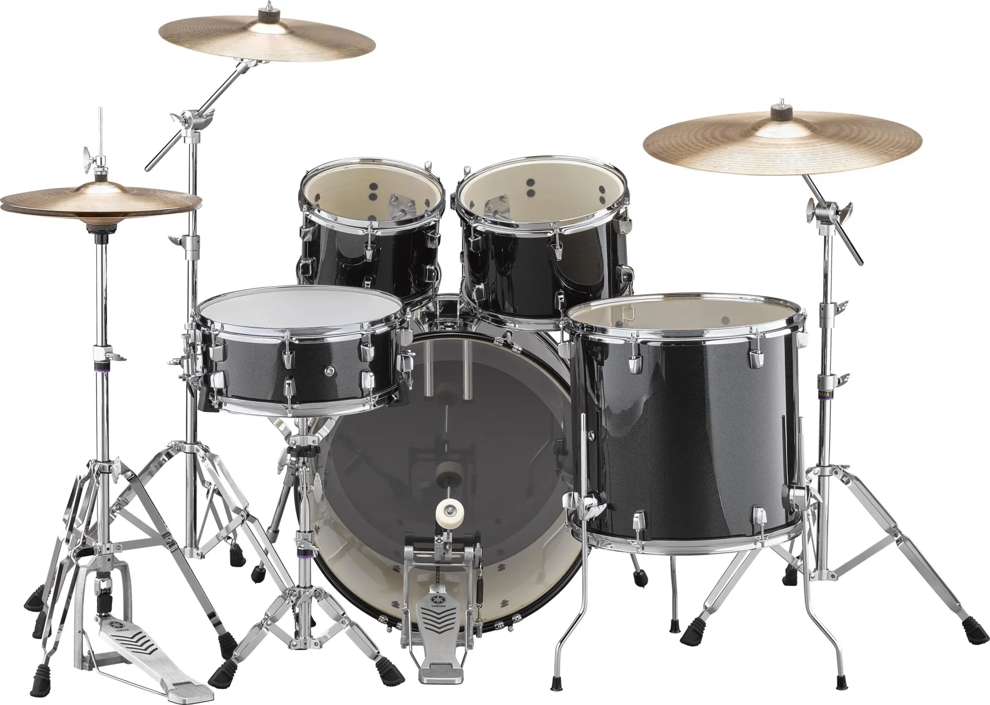 Yamaha Rydeen Fusion 20'' + Set Cymbale Paiste 101 - 5 FÛts - Black Glitter - Akustik Schlagzeug Fusion - Variation 3